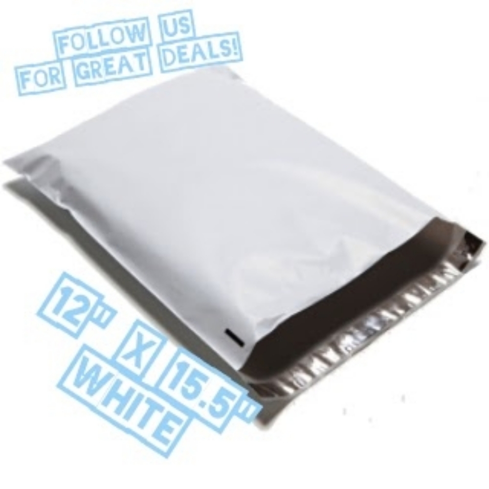 100 White Poly Mailers 12x15.5